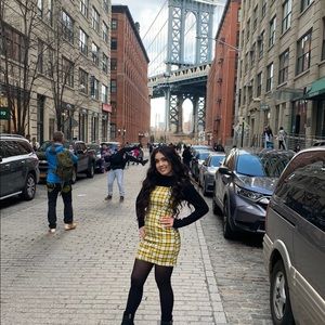 Yellow plaid dress